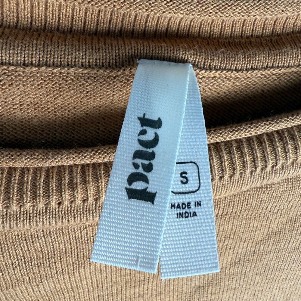 Pact Organic Cotton Wide Neck Sweater Warm Spice Striped Size SM - Picture 6 of 10